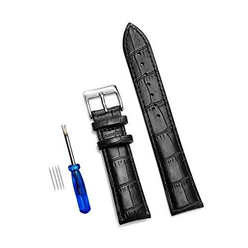 Leder Uhrenarmbänder 12/14/16/18/20/22/24mm Uhren Stahl Dornschliesse Band-Bügel-Handgelenk-Gurt-Armband, 18mm von Believewang