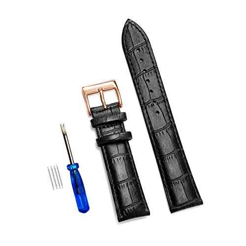 Leder Uhrenarmbänder 12/14/16/18/20/22/24mm Uhren Stahl Dornschliesse Band-Bügel-Handgelenk-Gurt-Armband, 20mm von Believewang