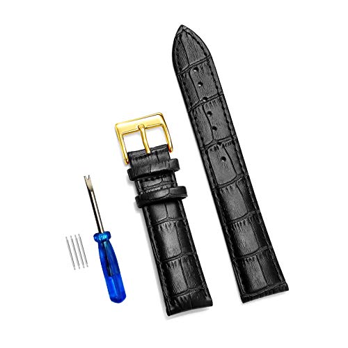 Leder Uhrenarmbänder 12/14/16/18/20/22/24mm Uhren Stahl Dornschliesse Band-Bügel-Handgelenk-Gurt-Armband, 22mm von Believewang