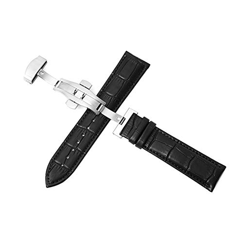 Leder Uhrenarmbänder 12-24mm Uhrenarmband 22mm Uhrenarmband Doppelpresse Automatische Butterflyschließe, 20mm von Believewang
