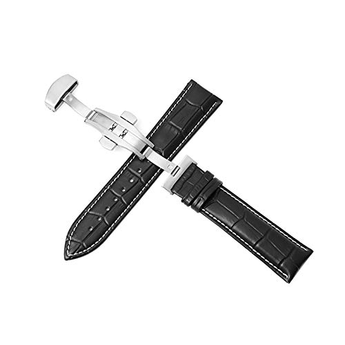 Leder Uhrenarmbänder 12-24mm Uhrenarmband 22mm Uhrenarmband Doppelpresse Automatische Butterflyschließe, 20mm von Believewang