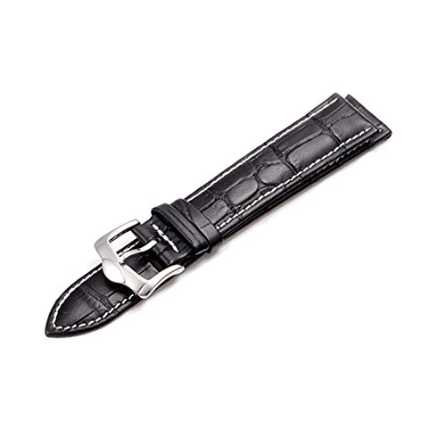 Lederband Krokodil-Muster-Bügel 14mm-24mm Silber Metallschnalle Haken Damen/Herren-Uhrenarmband, 19mm von Believewang