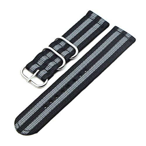 NATO Armband Nylon Gurt schwarz Buckle 18mm/20mm/22mm/24mm Uhrenarmband-Uhren Zubehör, 18mm von Believewang