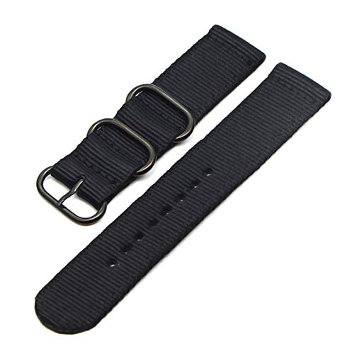 NATO Armband Nylon Gurt schwarz Buckle 18mm/20mm/22mm/24mm Uhrenarmband-Uhren Zubehör, 20mm von Believewang