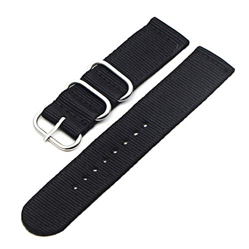 NATO Armband Nylon Gurt schwarz Buckle 18mm/20mm/22mm/24mm Uhrenarmband-Uhren Zubehör, 24mm von Believewang