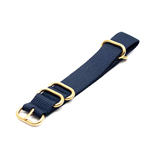 NATO Nylonband 18mm/20mm/22mm/24mm Goldwölbung Uhr Ersatz Gürtel Breathable Sports Armband, Navy blau, 18mm von Believewang