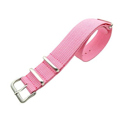 NATO Nylonband Woven Uhrenarmbänder Uhr-Männer/Frauen Zubehör Armband Armband 18mm/20mm, Rosa, 18mm von Believewang