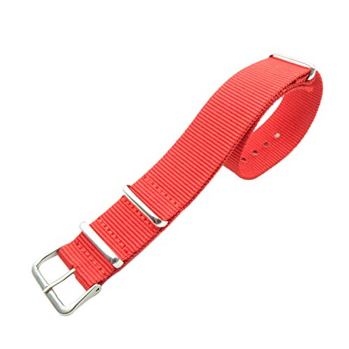 NATO Nylonband Woven Uhrenarmbänder Uhr-Männer/Frauen Zubehör Armband Armband 18mm/20mm, rot, 18mm von Believewang