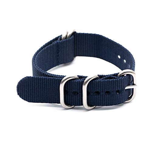 Navy Blue Belt Sport-Uhrenarmband 18mm/20mm/22mm/24mm NATO Nylonband-Armband Edelstahl-Wölbung, 18mm von Believewang