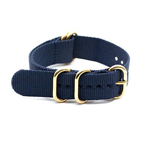 Navy Blue Belt Sport-Uhrenarmband 18mm/20mm/22mm/24mm NATO Nylonband-Armband Edelstahl-Wölbung, 20mm von Believewang