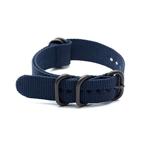 Navy Blue Belt Sport-Uhrenarmband 18mm/20mm/22mm/24mm NATO Nylonband-Armband Edelstahl-Wölbung, 22mm von Believewang