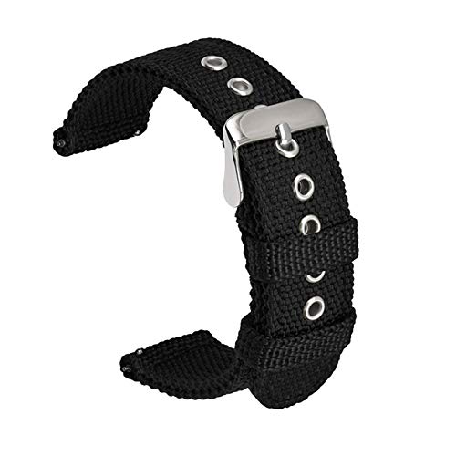 Nylon-Band-Bügel 18mm/20mm/22mm/24mm Armband Armband Uhr Ersatzband Uhrenzubehör, Schwarz, 20mm von Believewang