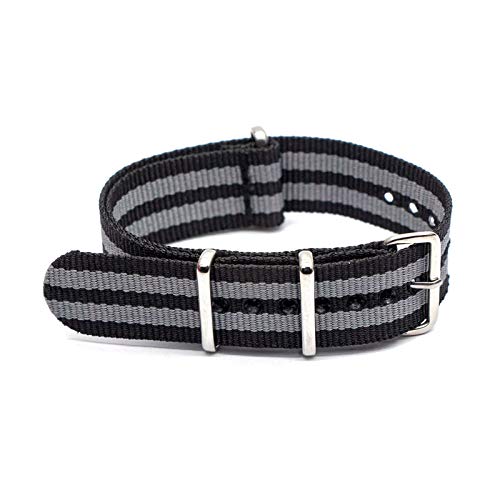 Nylon Straps 18mm/20mm/22mm/24mm Uhrenarmband Zubehör NATO Silver Buckle Canvas Ersatzarmband, 18mm von Believewang