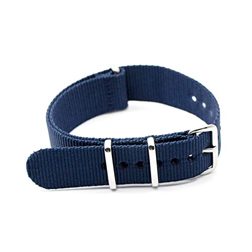 Nylon Straps 18mm/20mm/22mm/24mm Uhrenarmband Zubehör NATO Silver Buckle Canvas Ersatzarmband, 18mm von Believewang