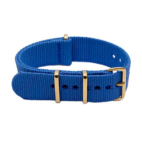 Nylon Uhrenarmband 18mm/20mm/22mm/24mm Sport Armband Goldwölbung Striped Ersatzband, 24mm von Believewang