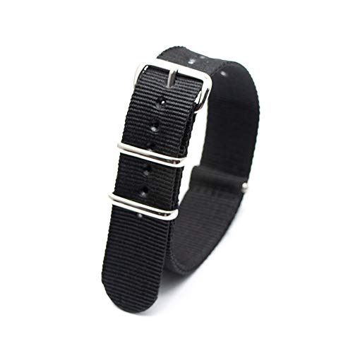 Nylon-Uhrenarmband-Sport-beiläufige Straps Ersatz für Männer Damen-Armbanduhr Accessories18mm-24mm, Schwarz, 18mm von Believewang