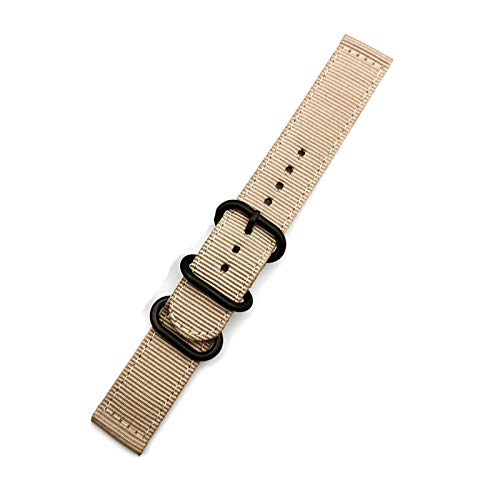 Believewang Quick Release-Uhrenarmband für Männer/Frauen Nylon NATO-Uhrenarmband mit schwarzem Edelstahl Buckle 18mm/20mm/22mm/24mm, Khaki, 20mm von Believewang