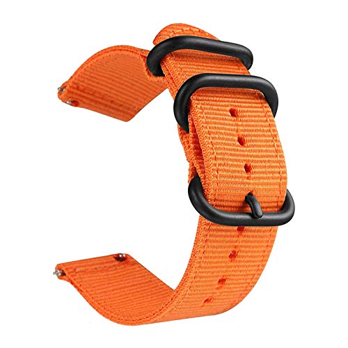 Believewang Quick Release-Uhrenarmband für Männer/Frauen Nylon NATO-Uhrenarmband mit schwarzem Edelstahl Buckle 18mm/20mm/22mm/24mm, Orange, 18mm von Believewang