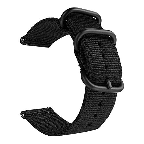 Believewang Quick Release-Uhrenarmband für Männer/Frauen Nylon NATO-Uhrenarmband mit schwarzem Edelstahl Buckle 18mm/20mm/22mm/24mm, Schwarz, 20mm von Believewang