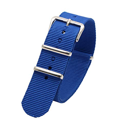 Sport-Uhrenarmband 18mm 20mm 22mm 24mm NATO Nylonband für Männer/Frauen-Uhr-Ersatzband, Blau, 18mm von Believewang