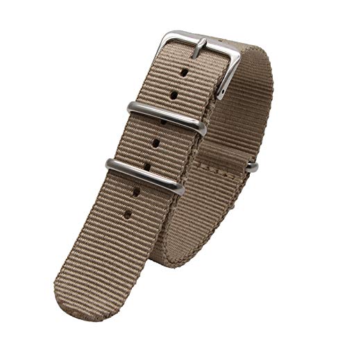 Sport-Uhrenarmband 18mm 20mm 22mm 24mm NATO Nylonband für Männer/Frauen-Uhr-Ersatzband, Khaki, 20mm von Believewang