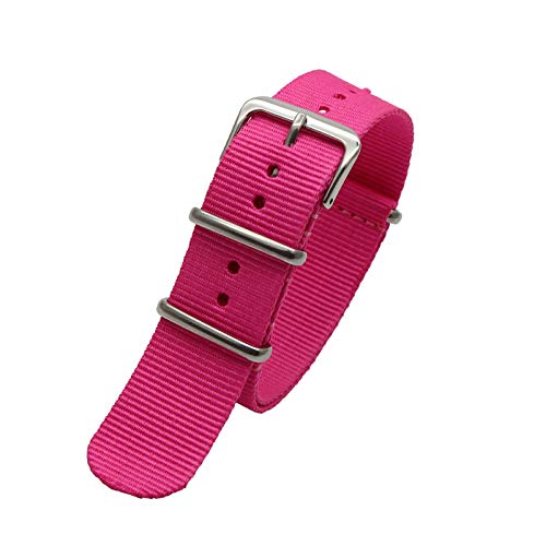 Sport-Uhrenarmband 18mm 20mm 22mm 24mm NATO Nylonband für Männer/Frauen-Uhr-Ersatzband, Rosa, 24mm von Believewang