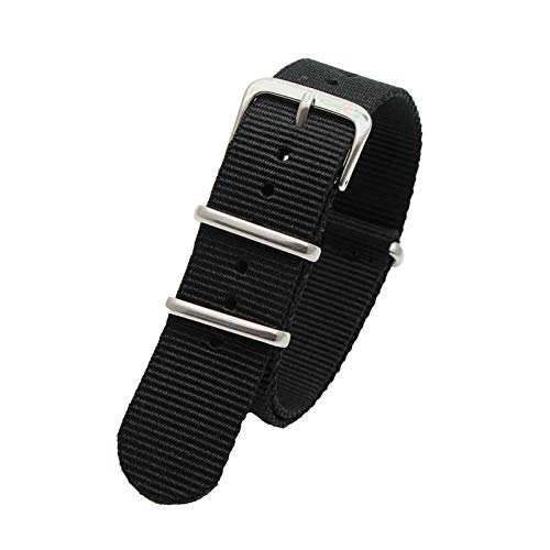 Sport-Uhrenarmband 18mm 20mm 22mm 24mm NATO Nylonband für Männer/Frauen-Uhr-Ersatzband, Schwarz, 24mm von Believewang