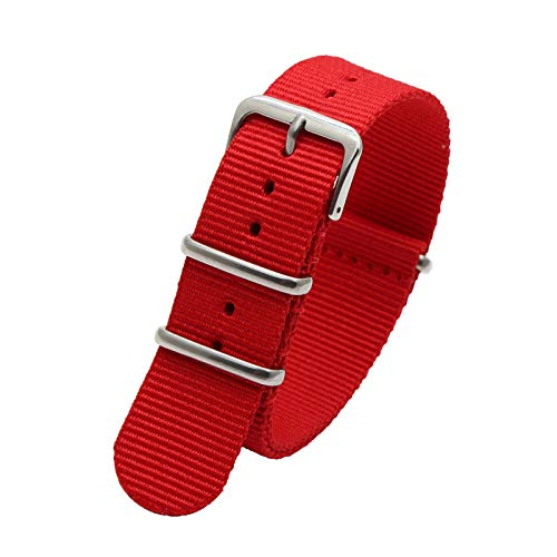 Sport-Uhrenarmband 18mm 20mm 22mm 24mm NATO Nylonband für Männer/Frauen-Uhr-Ersatzband, rot, 22mm von Believewang