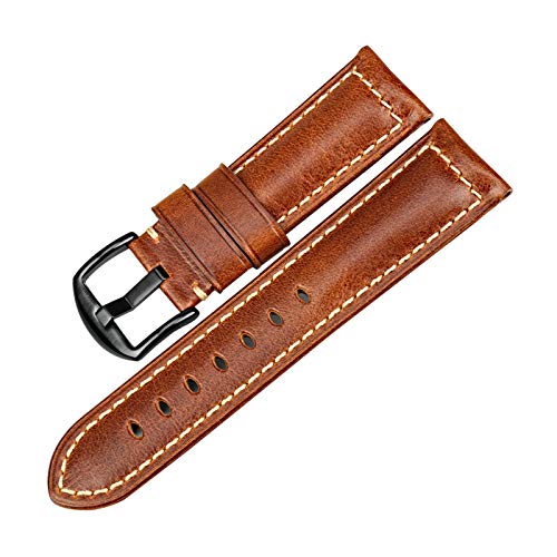 Uhren Zubehör Fashion Red Armband 20mm/22mm/24mm Uhrenarmband Leder Vintage-Uhrenarmband, 18mm von Believewang