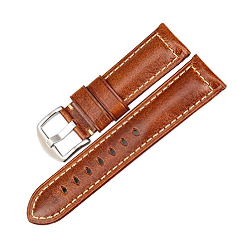 Uhren Zubehör Fashion Red Armband 20mm/22mm/24mm Uhrenarmband Leder Vintage-Uhrenarmband, 19mm von Believewang