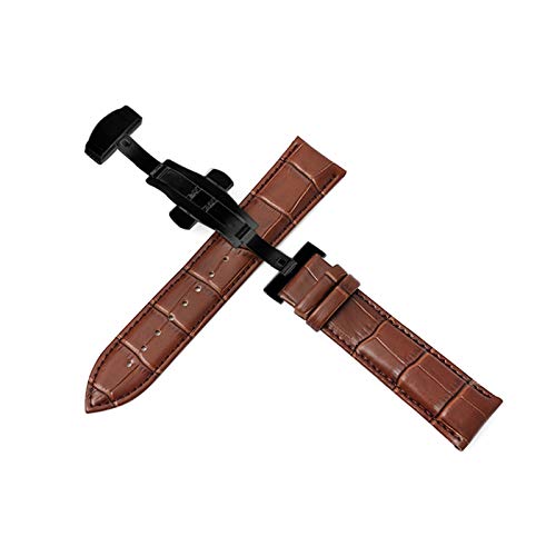Uhrenarmbänder Lederband 12mm-24mm Armband Double Push Automatik Faltschließe Quick Release, 12mm von Believewang