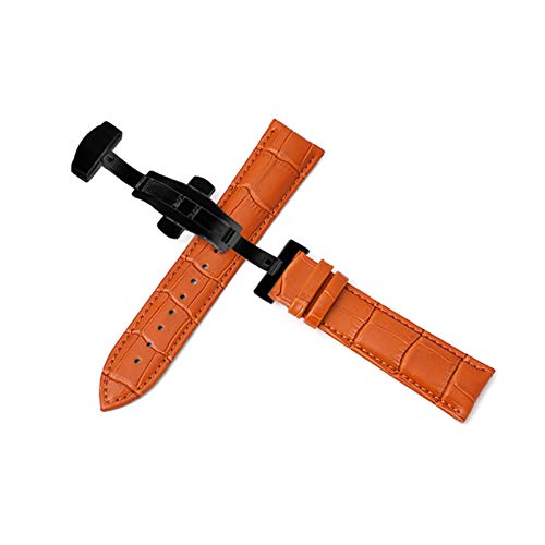 Uhrenarmbänder Lederband 12mm-24mm Armband Double Push Automatik Faltschließe Quick Release, 16mm von Believewang
