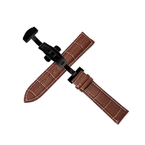 Uhrenarmbänder Lederband 12mm-24mm Armband Double Push Automatik Faltschließe Quick Release, 18mm von Believewang