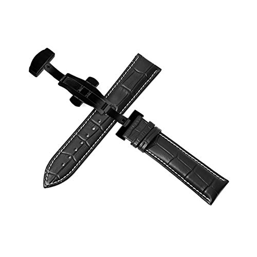 Uhrenarmbänder Lederband 12mm-24mm Armband Double Push Automatik Faltschließe Quick Release, 20mm von Believewang