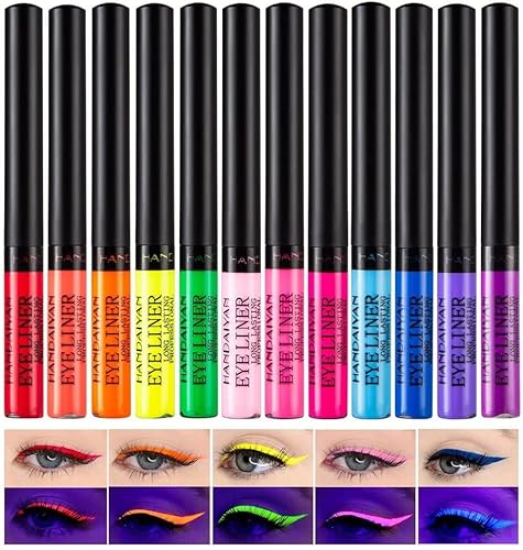 12 Farben Liquid Eyeliner Set, Bunt Matt Flüssige Eyeliner Wasserdicht Hochpigmentiert Langanhaltende Eyeliner Makeup Leuchtender Eyeliner Bleistift Kosmetik© von Beliky Girl