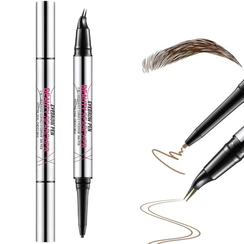 2-in-1-Augenbrauenstift mit zwei Enden, gebogener Microblading-Augenbrauenstifts mit 2 Gabelspitzen, ganztägig haltbarer wasserfester-Augenbrauenstifts, flüssiger Augenbrauenstift (#03 Dunkelbraun) von Beliky Girl