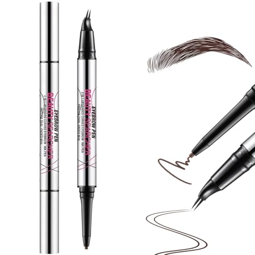 2-in-1-Augenbrauenstift mit zwei Enden, gebogener Microblading-Augenbrauenstifts mit 2 Gabelspitzen, ganztägig haltbarer wasserfester-Augenbrauenstifts, flüssiger Augenbrauenstift (#04 Schwarzbraun) von Beliky Girl
