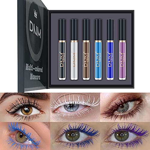 6 Farben Buntes Mascara-Set, Regenbogen Buntes wasserdichtes Mascara 3D-Faserwimpern-Mascara-Volumen Wimpern (A) von Beliky Girl