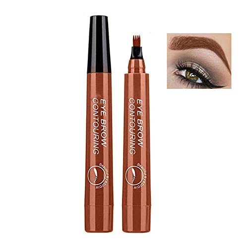 Augenbrauen-Tätowierungsstift, Augenbrauenstift, Microblading-Augenbrauenstift, flüssiger Augenbrauenstift mit vier Spitzen, 5 Farben Langlebiger wasserdichter, wischfester Augenbrauenstift (Rotbraun) von Beliky Girl