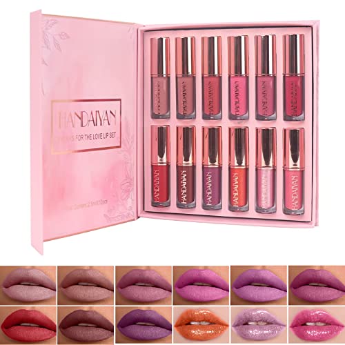 Beliky Girl 9 Stück Matte flüssige Lippenstifte mit 3 Glitter Lippenstift Makeup Set, Nude flüssig Langlebig Tragen Non-Stick Cup Nicht verblassen Lip Gloss Make up Geschenk für Frauen von Beliky Girl