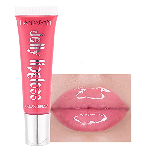 Bonbonfarbener Jelly Lip Gloss, Spiegel Lip Glaze Liquid Antihaft-feuchtigkeitsspendender Lipgloss, glänzend, langlebig, Toot Lip Glaze, Lippenpflege, Rosa von Beliky Girl