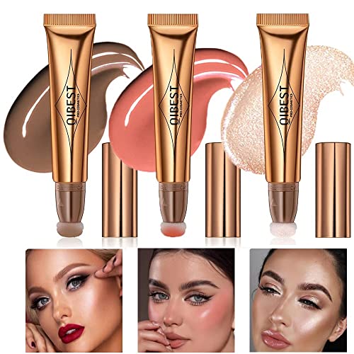 Contour Schönheit Zauberstab, Flüssigkeit Face Concealer Konturierung mit Kissen-Applikator, hohe Abdeckung natürliche matte Oberfläche Highlighter Bronzer Gesicht erröten Illuminator Stick (124#) von Beliky Girl