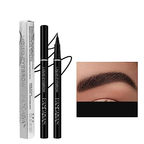 Flüssiger Augenbrauenstift Wasserfester Augenbrauen-Tattoo-Stift mit feiner Spitze Ultradünner liegender Eyeliner Outlining Shade Eyeliner Pencil Long Lasting Colorfast Eyebrow Silk Pencil (Schwarz) von Beliky Girl