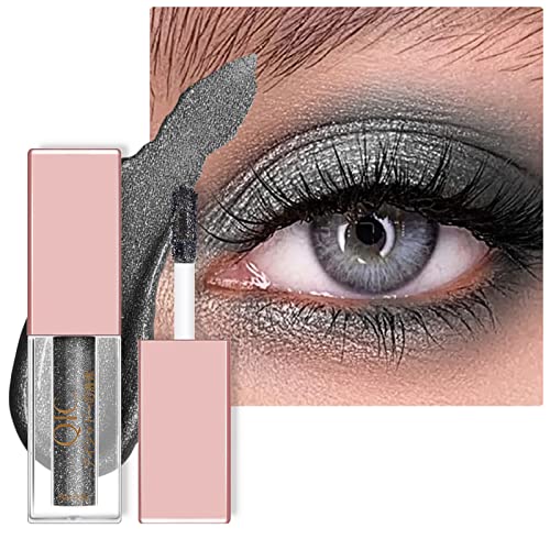 Flüssiger Glitzerlidschatten Stick Schimmer Augenschatten Flüssiger matter Lidschatten Perlglanz Flüssiger Lidschatten Wasserdicht Dauerhaft Tragen Schnell Glänzendes Augen Makeup (Schwarz glänzen) von Beliky Girl