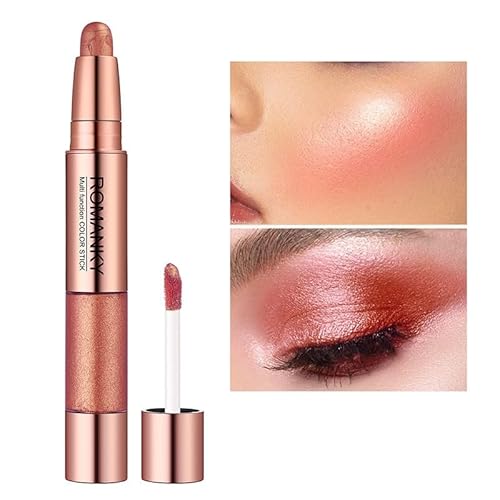 Flüssiger Lidschatten Highlighter Stick Matte Schimmer Lidschatten Bleistift Weiche Cremige Kreide Hervorhebung Pigmentierter glänzender Lidschatten Bleistift Doppelende Schimmer Lidschatten (#03) von Beliky Girl