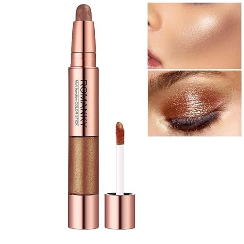 Flüssiger Lidschatten Highlighter Stick Matte Schimmer Lidschatten Bleistift Weiche Cremige Kreide Hervorhebung Pigmentierter glänzender Lidschatten Bleistift Doppelende Schimmer Lidschatten (#05) von Beliky Girl