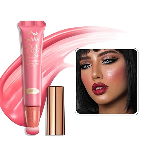 Flüssiges Blush Wand Gesicht Flüssiges Blush mit Kissen Applicator Leichter weicher wasserdichter mischbarer rauer flüssiger Blush Stick für Lidschatten Wangen und Lippen (Süßes Rosenrosa) von Beliky Girl