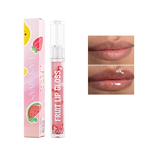 Fruit Lip Gloss Plumper Clear Lip Oil Balm Lip Care feuchtigkeitsspendend flüssiger Lippenstift wasserfest feuchtigkeitsspendend Spiegel Lipgloss (Erdbeere) von Beliky Girl