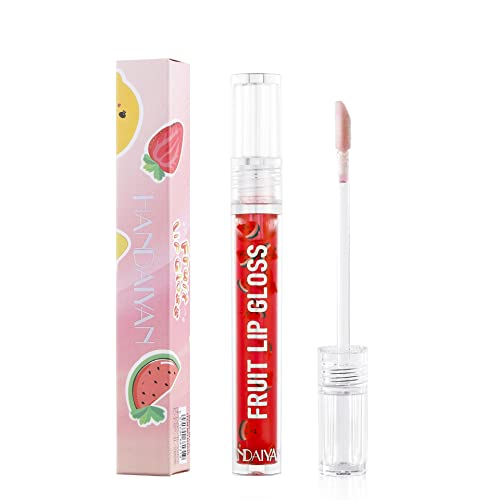 Fruit Lip Gloss Plumper Clear Lip Oil Balm Lip Care feuchtigkeitsspendend flüssiger Lippenstift wasserfest feuchtigkeitsspendend Spiegel Lipgloss (Wassermelone) von Beliky Girl