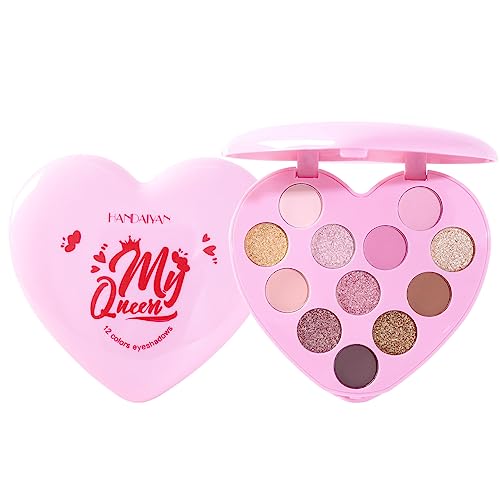 Liebe Herz Form Lidschatten Palette 12 Farbe Matte Pearlescent Highlight Aufhellen Pigment Kontur Schatten Rouge Nettes Mädchen Make-up Gaumen (Rosa) von Beliky Girl